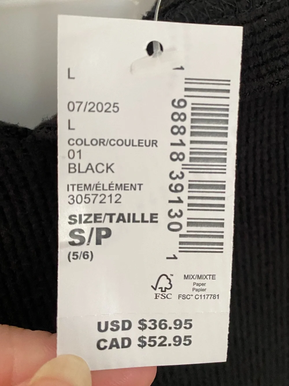 NWT Children's Place Black Ribbed Thermal Hoodie